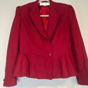 Chic Red Double-Breasted Women's Blazer
